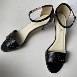 NEW Bettye Muller Black Studded Articolo Carlo Vero Cuoio Kitten Heels 41 US 10